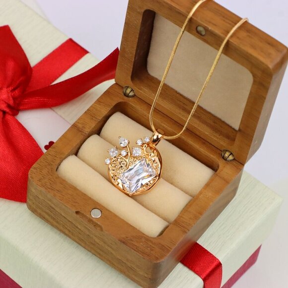 "Elegant Round Rose Gold Pendant with Sparkling Crystal Accents, XPPT1284 - Picture 9 of 12